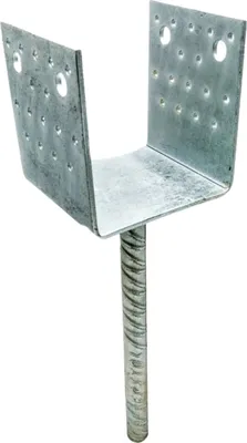 Produktbild von BKshop | Pfostenträger | U-Form | 101x125x60mm | Balkenschuh, Bodenhülse, Pfostenschuh für Terrassen und Zäune, Galvanisch Verzinkt, Edelstahl