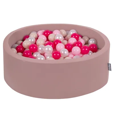 Obrázek produktu pro KiddyMoon kulatý bazén s míčky do vany 90x30cm/200 míčků ? 7cm kuličkové jamky pro kojence na hraní do vany pro batolata, vyrobeno v eu, erika barvy: pastelově béžová/pudrově růžová/perleťová/tmavě rů