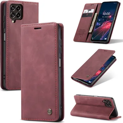 Obrázek produktu pro Galaxy M53 Case, retroPolyuretankožené pouzdro s funkcí stojánku Ochranné pouzdro pro Samsung Galaxy M53 Red