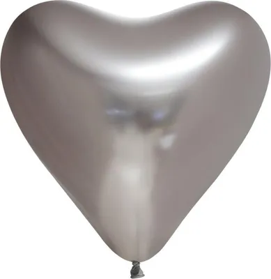 Produktbild von 6 Chrome Herz Luftballons in Silber Spiegelballons 30cm