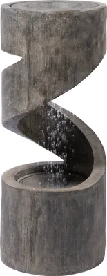 Produktbild von dobar Großer Design-Gartenbrunnen mit Pumpe und LEDŽs, spiralförmiger Wasserfall mit Pflanzkasten aus Kunststein, Ø 31,5 x 79,5 cm, grau