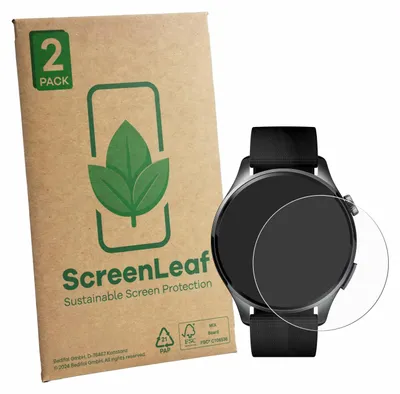 Produktbild von 2x ScreenLeaf Schutzfolie für Xiaomi Watch 5 (47 mm) nachhaltiger Displayschutz Display Schutz Folie Klar Transparent