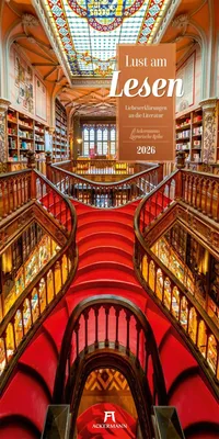 Immagine prodotto di Calendario letterario 2026 - Motivi bibliotecari con citazioni - 33 x 66 cm