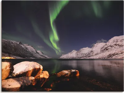 Produktbild von ARTland Leinwandbild Nordlicht Norwegen II Größe: 80x60 cm