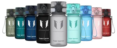 Zdjęcie produktu dla Butelka do picia Super Sparrow - butelka na wodę Tritan - 350 ml - wolna od BPA - idealna butelka sportowa - szybki przepływ wody, klapka, otwierana jednym kliknięciem