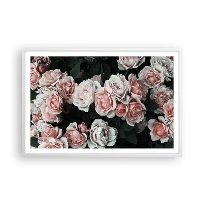 Produktbild von Gerahmtes Poster - Weißer Rahmen - Rosen Blumen Blätter - 91,5x61 cm - Wand Bild - Wanddeko - Wandbilder - Kunstposter - Wandposter - Bilderrahmen - Bilder - Kunstdruck - P2WAA91x61-4760