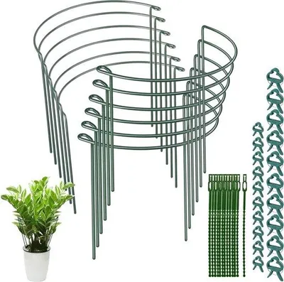 Produktbild von Famanu Pflanzenstützen Set - 12 Metallstützen mit Clips und Bändern