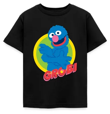 Produktbild von Spreadshirt Sesamstraße Grobi Portrait Kinder T-Shirt, 98/104 (3-4 Jahre), Schwarz