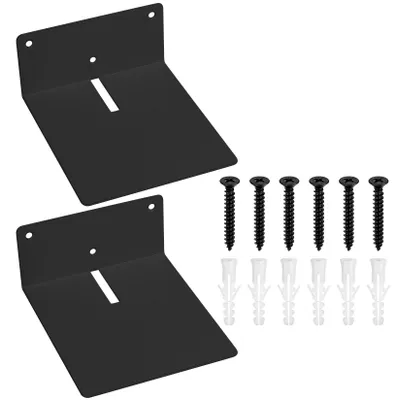 Image de 2 petites étagères murales, étagère murale invisible, petites étagères flottantes, étagère murale en métal, étagère murale flottante pour chambre, bureau, cuisine (noir 125 x 150 x 60 mm)