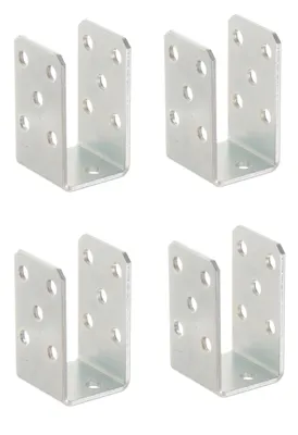 Produktbild von Aqbau 4er Set U-Pfostenträger zum Aufschrauben 50 mm – Pfostenanker aus verzinktem Stahl 4 mm, Bodenanker für Holzpfosten, für Zaun, Pergola, Terrasse