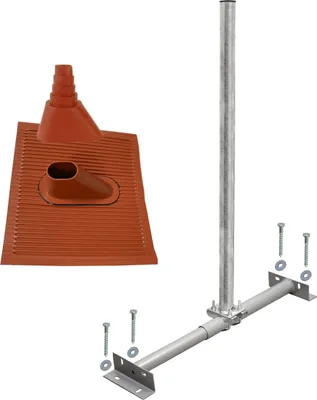 Produktbild von PremiumX BASIC SAT TV Dachsparrenhalter 100cm Mast Alu-Antennenziegel rot