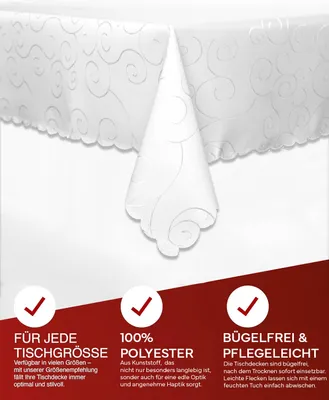 Produktbild von Tischdecke Ranken Schnörkel glänzend Ornament dunkelgrau - 90 x 90 cm