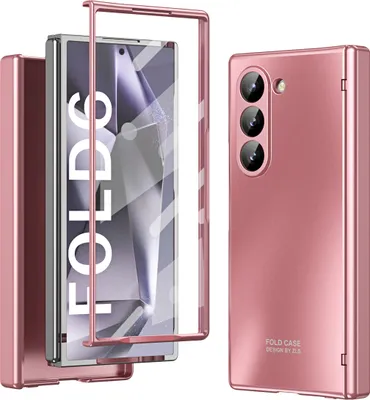 Immagine prodotto di Custodia per Samsung Galaxy Z Fold 6 Custodia rigida in PC elettrolitica con cerniera e protezione dello schermoRosa