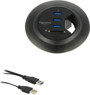Produktbild von DELOCK USB-HUB 3-Port USB3.0 + 2xCard Reader Tischeinbau