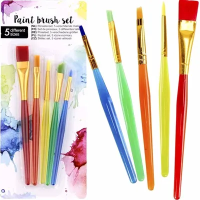 Produktbild von Craft Malerpinsel Set 5 Stück – Vielseitige Künstlerpinsel für Acryl-, Öl- & Aquarellfarben – Perfekt für Kunst, DIY & Hobby
