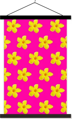 Produktbild von MuchoWow® Textilposter Blumen - Gelb - Muster 120x180 cm mit schwarzem Rahmen - Fotos