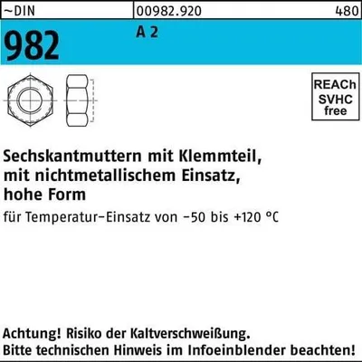 Produktbild von Reyher  Sechskantmuttern DIN 982 A 2 M 16 A 2 (100 Stück)