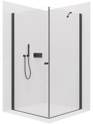 Obrázok produktu pre Sprchový kút Antelo L/P - 6 mm - čierna matná, priehľadné sklo - 120x30x190 cm - otočný