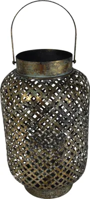 Produktbild von Laterne - Ø25x38cm - Grün - Gold - Metall