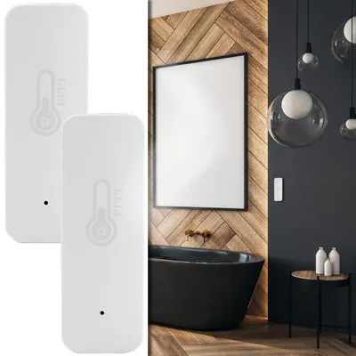 Produktbild von 2er-Set Intelligentes Thermometer und Hygrometer, Temperatur- & Luftfeuchtigkeits-Sensor mit Tuya oder SmartLife App, Haus-Automatisierung