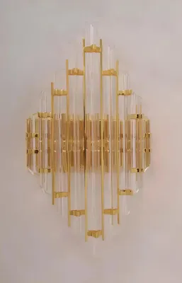 Zdjęcie produktu dla Lampa ścienna Kryształowy kinkiet do salonu złoty styl sypialni