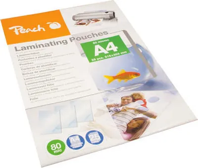 Image de Films à plastifier Peach A4 80mic brillant PPR080-02 25PK