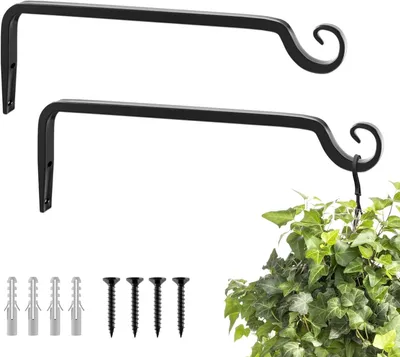 Obrázek produktu pro Závěsné držáky na rostliny, 25 cm, balení po 2 kusech, robustní železo, vhodné pro použití v interiéru i exteriéru