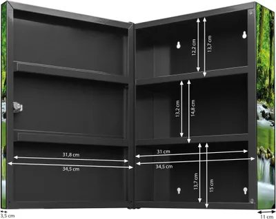 Produktbild von XXL Medizinschrank abschließbar Stahl anthrazit Arzneischrank Rauschender Bach Medikamentenschrank 35x46x15cm, Beklebung komplett [BSA1 10114]