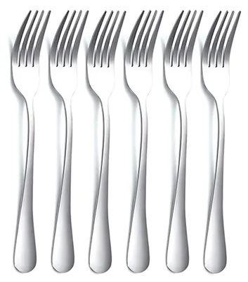 6er Set Edelstahl-Dinnervorken, 20,8 cm, silber, spülmaschinengeeignet