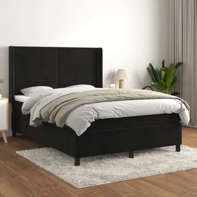 Produktbild von Maison Exclusive - Boxspringbett mit Matratze Schwarz 140x200 cm Samt