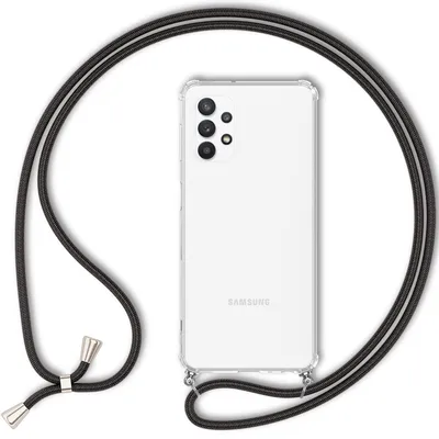 Obrázok produktu pre Pre Samsung Galaxy A13 - Priehľadné puzdro na mobilný telefón s retiazkou a káblom na mobilný telefón čierne