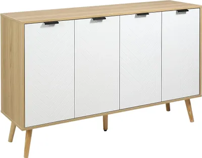 Image de Buffet de cuisine moderne - Buffet Armoire - Dimensions 120×35×77,4 cm - Dispositif anti-basculement - MDF et mélamine - Montage requis - Blanc/Naturel