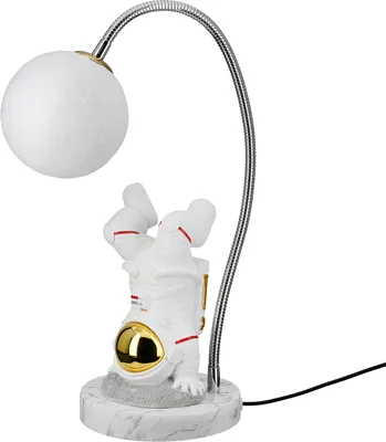 Zdjęcie produktu dla Gilde Tischleuchte (LED), Astronaut, Mond, "Neil", Kunstharz, weiß, VE 1, L. 15 cm, B. 25 cm, H. 42 cm 59244 4063387592441