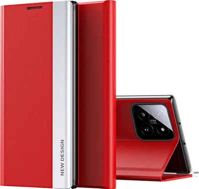 Image de Étui pour Xiaomi 14 Pro Étui magnétique en cuirPolyuréthaneavec fonction de support Rouge