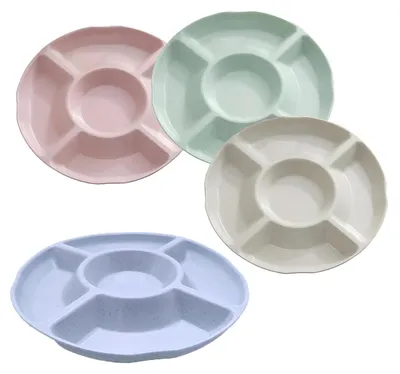 Snackschalen mit 5 Fächern, 4 Stück, PP, 23 cm, BPA-frei