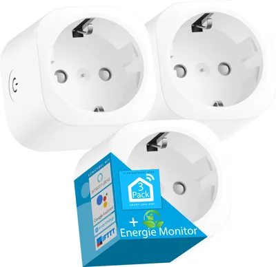 Produktbild von Echos Smart WLAN Steckdose 3er Pack | Sprachsteuerung mit Alexa u. Google Home | App-gesteuert | Smart Home Steckdose | Mit Kindersicherung | Fernsteuerung | Planung und Timer | Stromverbrauchsübersicht