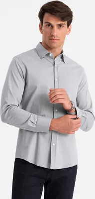 Zdjęcie produktu dla Ombre Clothing Koszula męska z długim rękawem Kamarat szary XXL