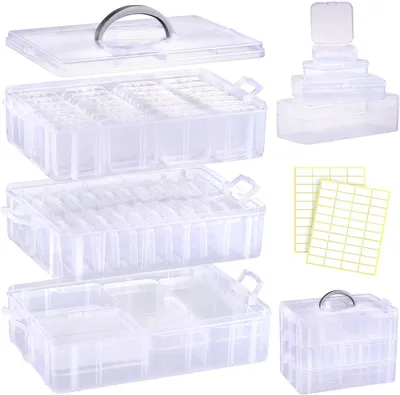Produktbild von 3 Etagen Sortierbox mit Griff, 56 Stück Aufbewahrungsbox Klein