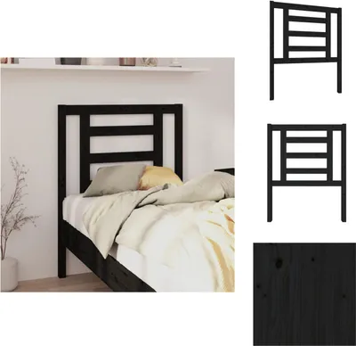 Produktbild von vidaXL Kopfteil Schwarz 81x4x100 cm Massivholz Kiefer -  Kopf- & Fußenden