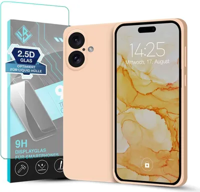 Produktbild von Hülle für Apple iPhone 17 mit 9H Displayglas Displayschutz Plus Case Cover Bumper Silikon Softgrip Schutzhülle Farbe: Rosa