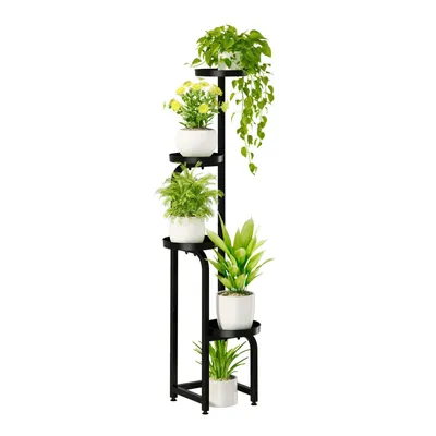 Produktbild von Bamworld Metall Blumenständer Schwarz 4-stufig Robust Pflanzenträger für Terrasse Garten Balkon Wohnzimmer Schlafenzimmer