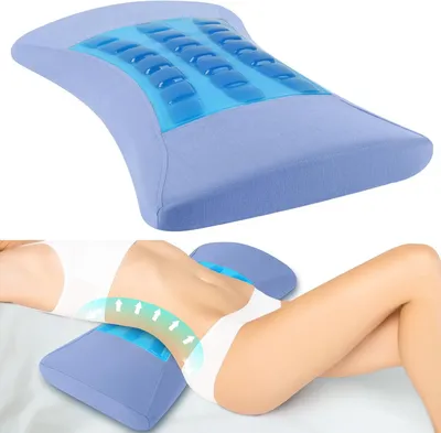 Obrázek produktu pro Ergonomická bederní opěrka s chladivým gelem a paměťovou pěnou, vhodná do postele, kanceláře a auta, pro zmírnění bolesti zad
