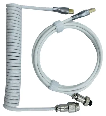 Obrázek produktu pro Herní kabel k klávesnici – profesionální navíjecí kabel s odolným konektorem pro mechanické klávesnice, bílý