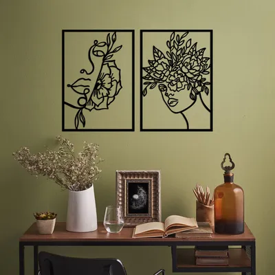 Produktbild von Wallity, Flower- SKL2482, Schwarz, Sonstige Wohndekorationen, 50 x 70 cm, 100% Metall (Dicke: 1