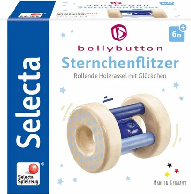 Immagine prodotto di Selecta Spielzeug Sternchenflitzer Rassel, Kleinkindspiel, Kleinkindspielzeug, Holz, Blau, 7 cm, 64011