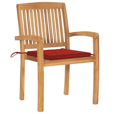 Immagine prodotto di Sedie da Giardino 2 pz con Cuscini Rossi Massello di Teak