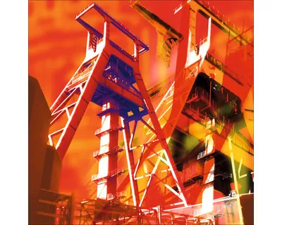 Produktbild von Glasbild Bochum Förderturm rot 20x20 cm