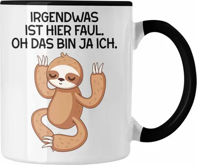 Produktbild von Trendation - Faultier Grafik Tasse Lustiger Spruch Bürotasse mit Spruch Geschenk Kollege Kollegin Faul (Schwarz)