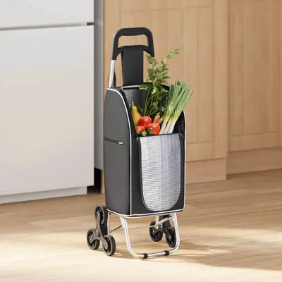 Immagine prodotto di Carrello della spesa vidaXL nero 39,5 x 33 x 93 cm in tessuto Oxford