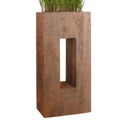 Produktbild von PFLANZWERK® Hochbeet Pflanzkübel VISTA 92cm ROST Premium Blumenkübel Fiberglas Lotus-Effekt Fiberglas - Frostbeständig - Handgefertigt -